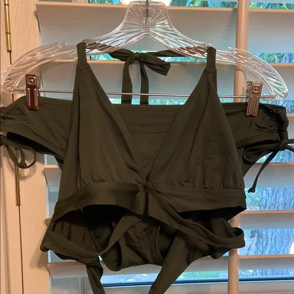 Kona Sol Olive Faux Wrap Bikini Set SZ XL - Picture 1 of 10